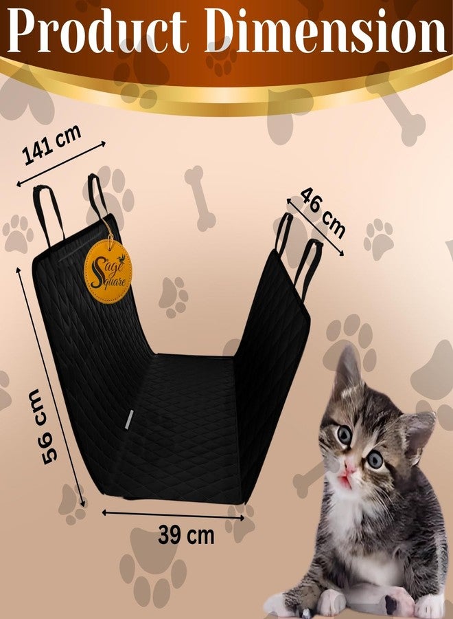 Sage Square Waterproof Cat Car Seat Cover for Backseat | Scratchproof & Mud-Resistant Hammock Style Pet Travel Mat | Safety Anchors, Storage Pockets & Side Flaps Seat Protector - Image 3